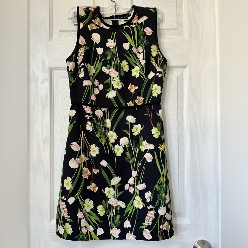 Victoria Beckham Target Black Floral Sheath Dress XS